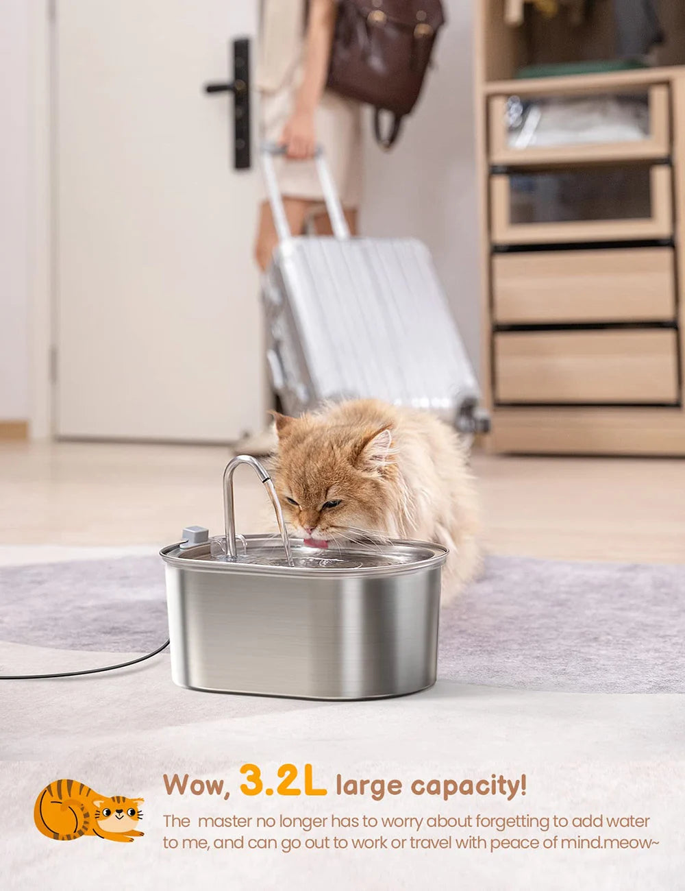 Fuente de agua inteligente para gatos y perros 🐱🐶 — Bebedero automático acero inoxidable 3,2 L