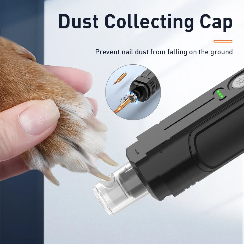 Cortauñas eléctrica profesional para mascotas ROJECO P3 — Recargable, 3 velocidades, 2 LED, silenciosa (perros & gatos) 🐶🐱