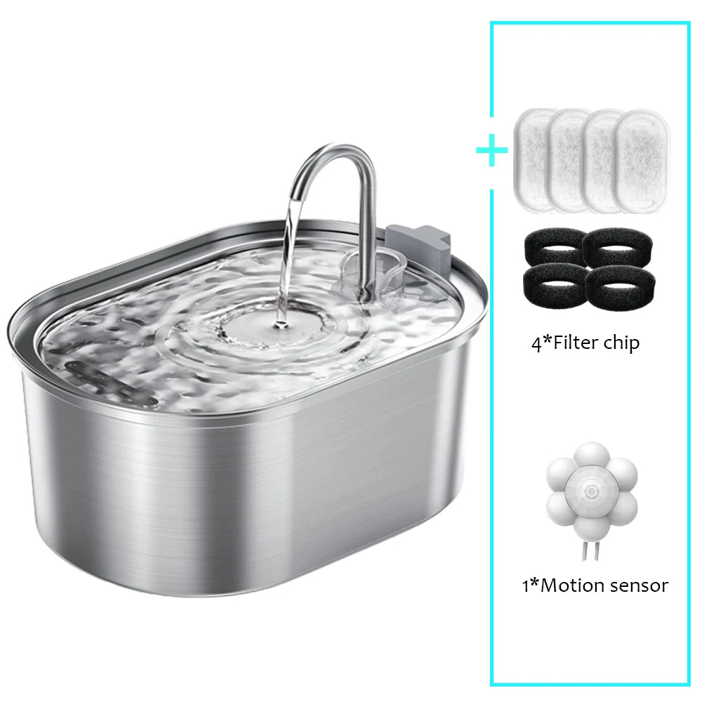 Fuente de agua inteligente para gatos y perros 🐱🐶 — Bebedero automático acero inoxidable 3,2 L