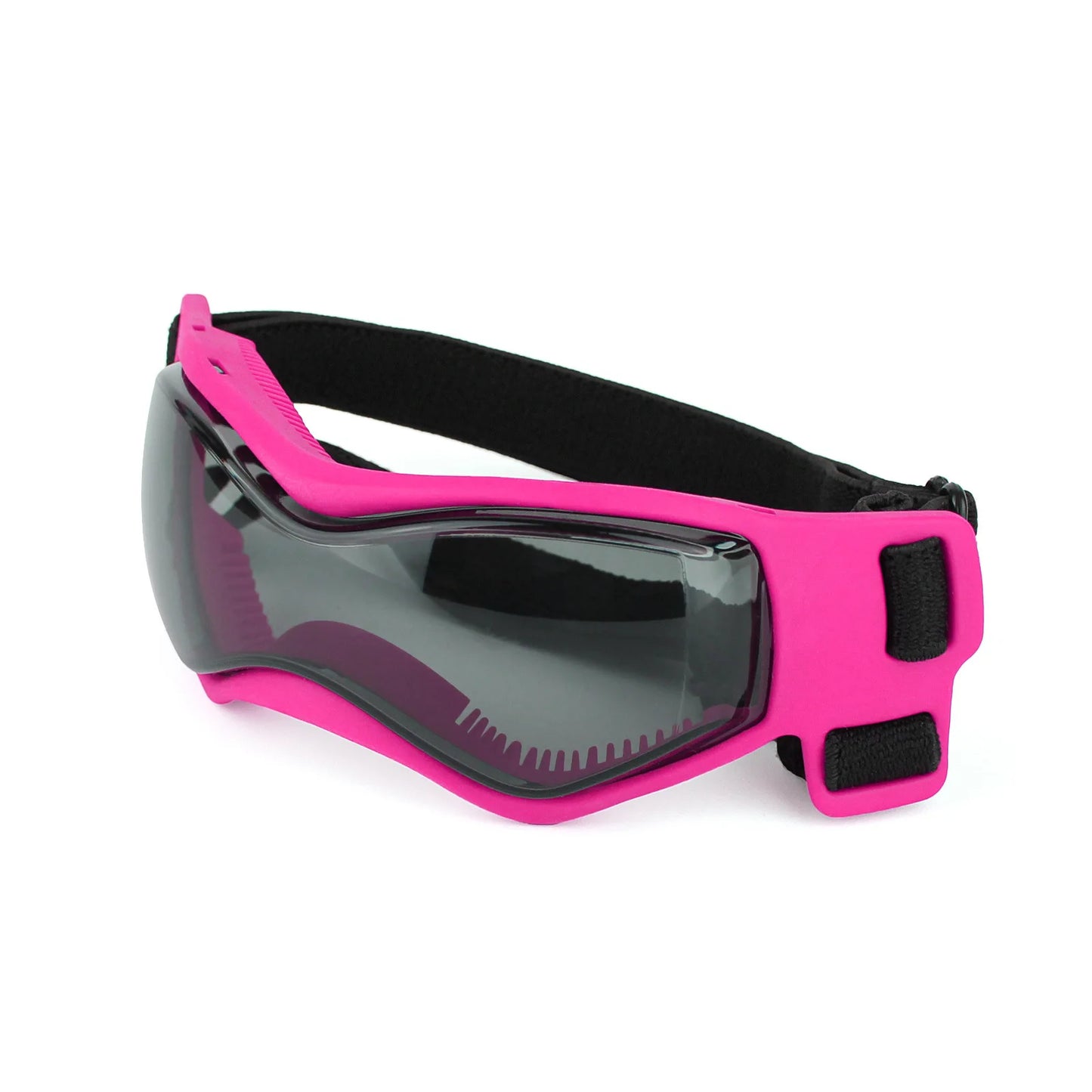 #FF78F4; — Gafas rosas de protección solar y ultravioleta con lentes de policarbonato y correas ajustables para perros pequeños y medianos.