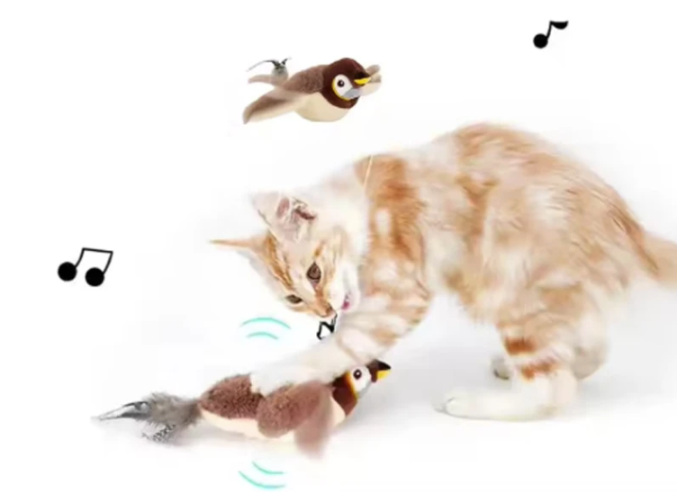 Detalles del juguete pájaro interactivo de felpa suave recargable con catnip para gatos.
-Detección de vibración.
-Aleteo para activar.
-Estimula la diversión de la caza.