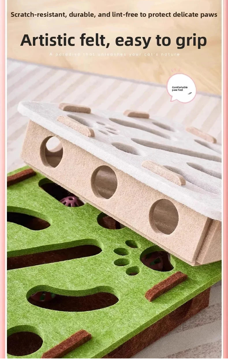 Juguete Rompecabezas para Gatos — Caja de Fieltro con Pelota 🐾🎾
