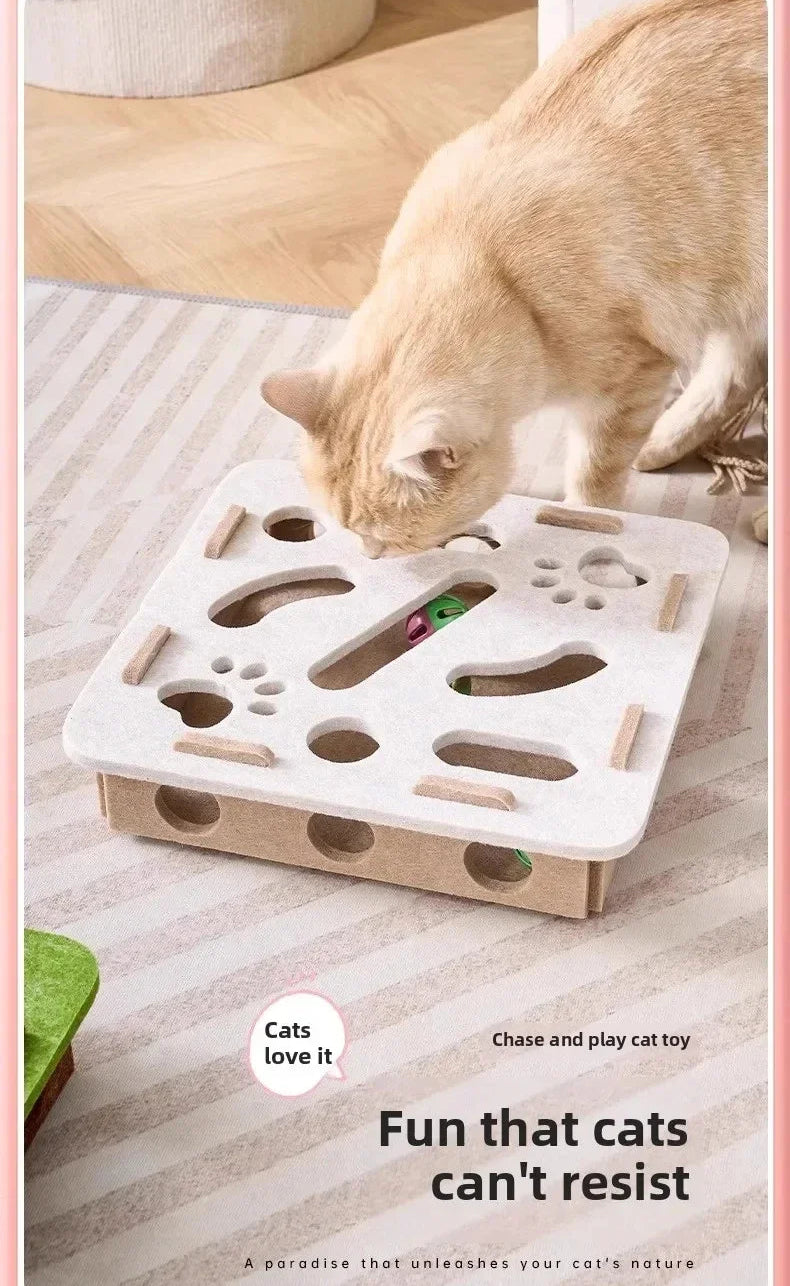 Juguete Rompecabezas para Gatos — Caja de Fieltro con Pelota 🐾🎾