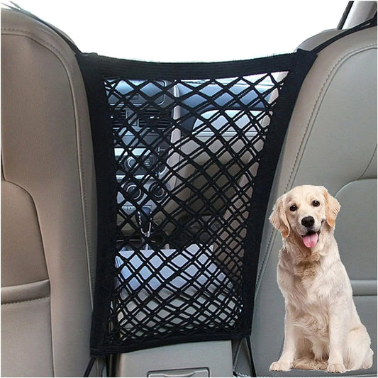 Barrera de coche para mascotas 🐶🐱 — Red de seguridad con bolsa de almacenamiento y protección antisalto