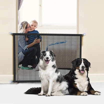 Dog barrier fences 🐶 — Foldable breathable mesh and safety hooks 🚪 