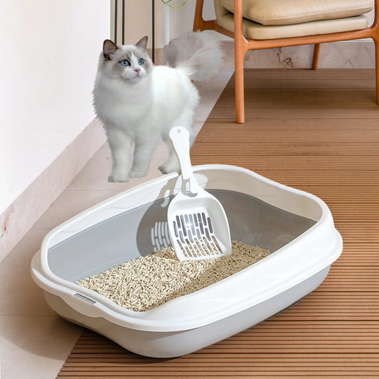 Arenero para Gatos con Pala 🐱 | Bandeja Sanitaria Semi Cerrada y Desmontable | Higiénica, Antisalpicaduras y Fácil de Limpiar