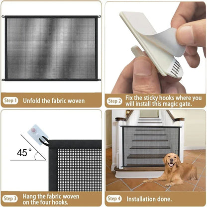 Dog barrier fences 🐶 — Foldable breathable mesh and safety hooks 🚪 