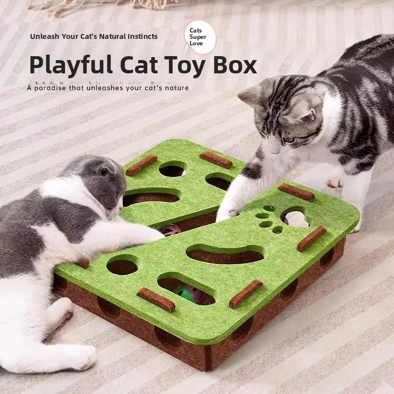 Juguete Rompecabezas para Gatos — Caja de Fieltro con Pelota 🐾🎾