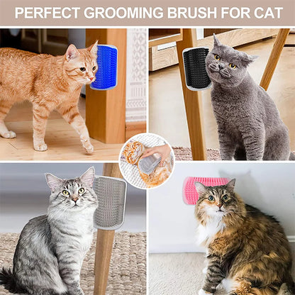 Cat Corner Massager/Brush — Removes hair and massages │ Compatible with catnip
