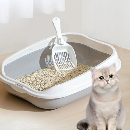 Arenero para Gatos con Pala 🐱 | Bandeja Sanitaria Semi Cerrada y Desmontable | Higiénica, Antisalpicaduras y Fácil de Limpiar