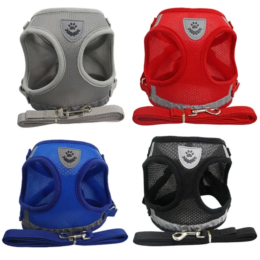 Harness and leash for cats and small dogs — Reflective anti-escape mesh vest (XS-XL)