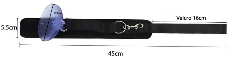 Medidas del collar de sujeción de baño con ventosa para gatos y perros.
El collar mide 45 x 5.5 cm.
El velcro tiene 16 cm de longitud.
La ventosa tiene 8.5 cm de diámetro.