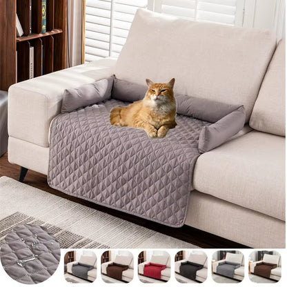 Funda/Cama Impermeable para Mascotas con Cojín de Cuello — Protector de Sofá Lavable