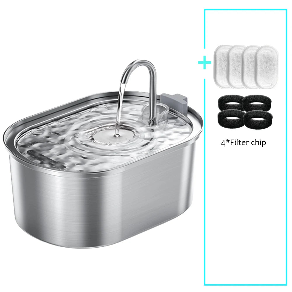 Fuente de agua automática inteligente para gatos y perros con cuatro filtros.