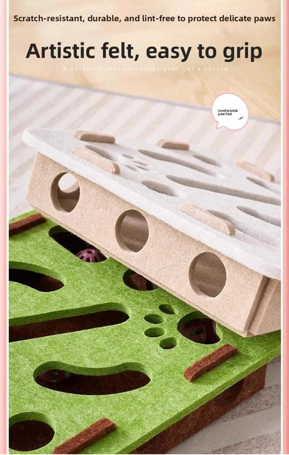 Juguete rompecabezas de fieltro artístico para gatos resistente a los arañazos y duradero.