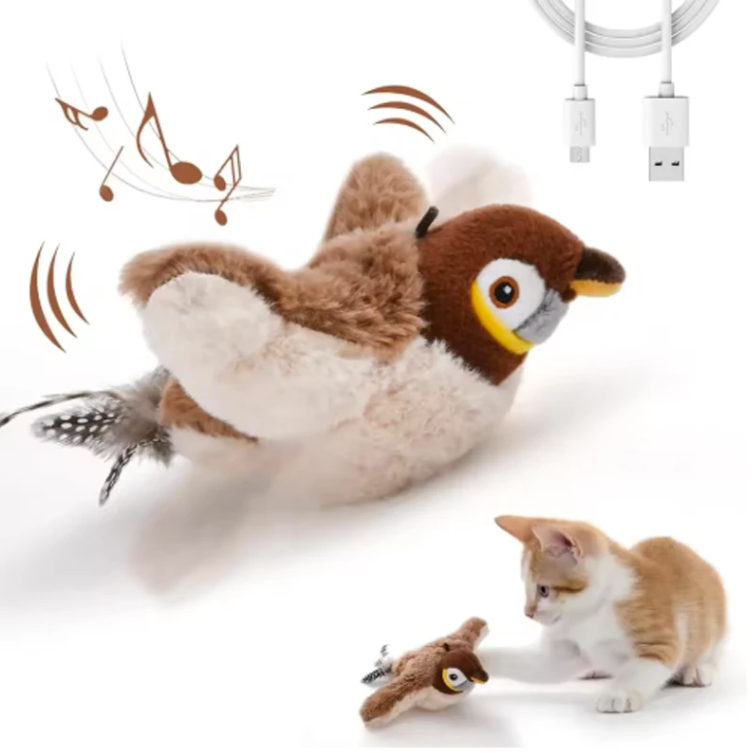 Interactive bird toy for cats — rechargeable plush toy with catnip 🐦🐱