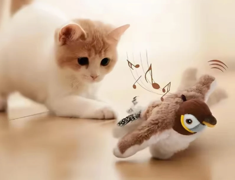 Interactive bird toy for cats — rechargeable plush toy with catnip 🐦🐱